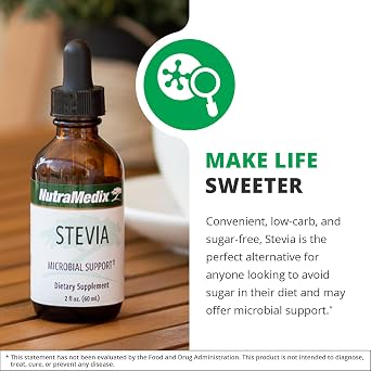 NutraMedix Stevia - Bioavailable Liquid Stevia Leaf Extract Drops for Microbial Support - Sugar Alternative with Microbial Support Properties - Low-Carb, No Added Sugar (1 oz / 30 ml)