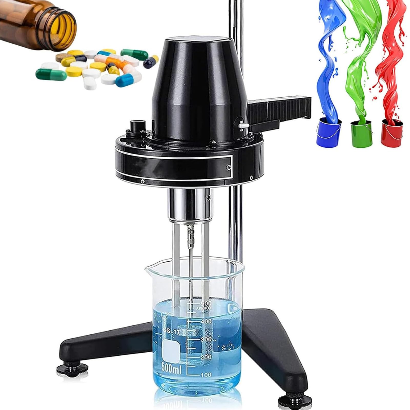Viscosímetro rotacional Digital de Alta precisión, viscosímetro rotacional de Laboratorio con 4 rotores, 10-100 000 mPa·s para Pruebas de Pintura, Adhesivos, cosméticos y Grasas