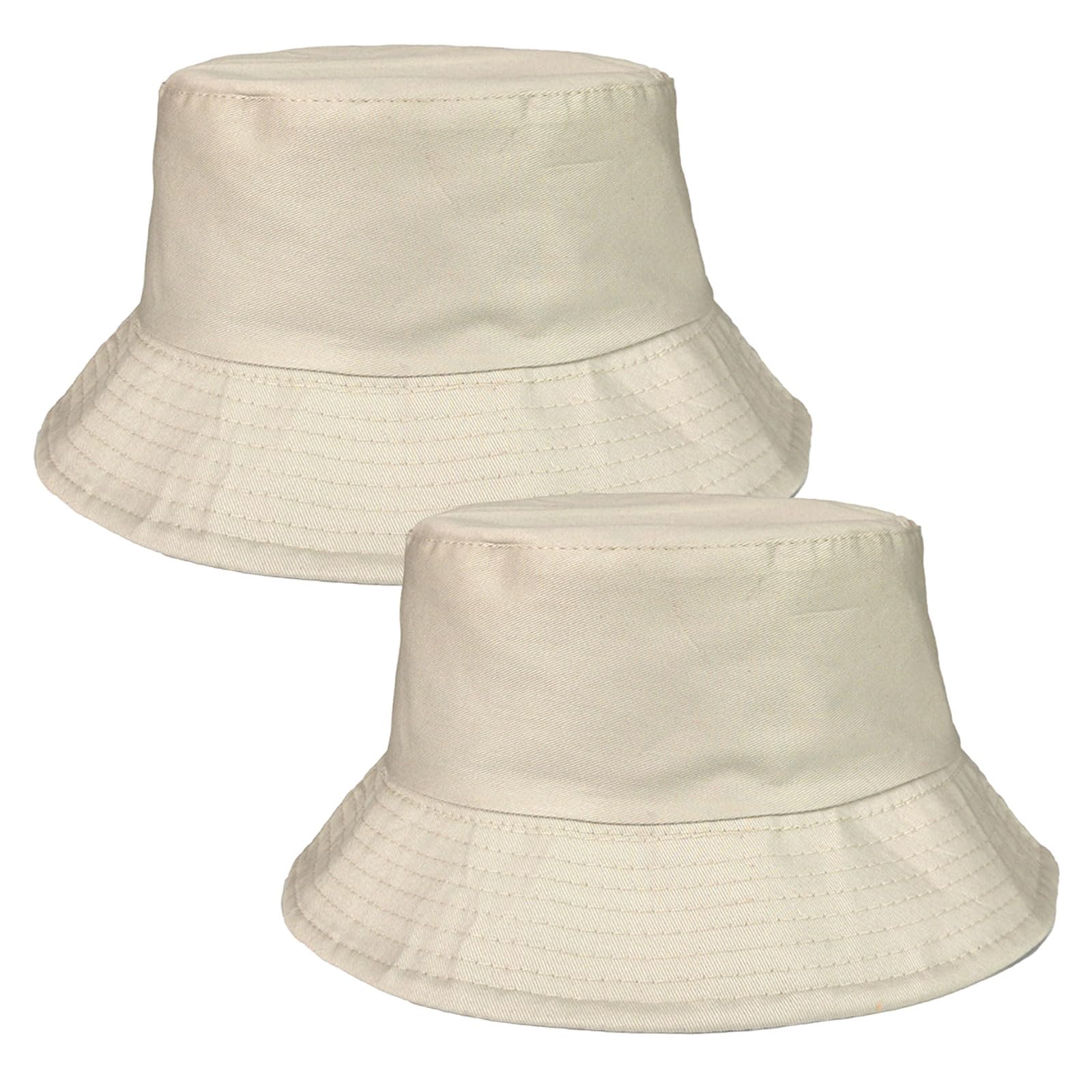 2 Pièces Chapeau Bob Femme Homme Beige - Bob Chapeau De Soleil Anti-UV Pliable Pour Pêche, Plage Et Outdoor