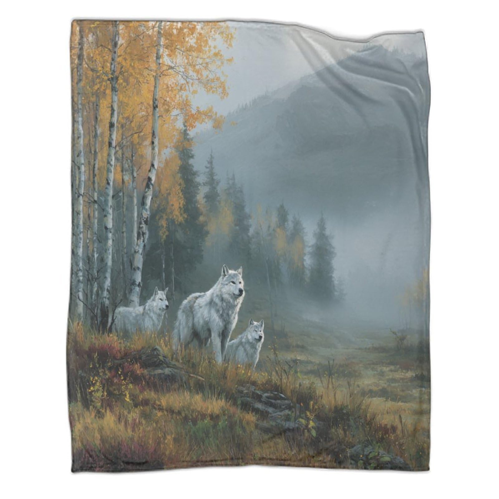 kaiyun Wolves in The Birch Bushes Blanket, Perfect Sofa Bed Cover 50x60inch(127x152cm),soft And Comfortable to The Touch,suitable for Keeping The Whole Family Warm