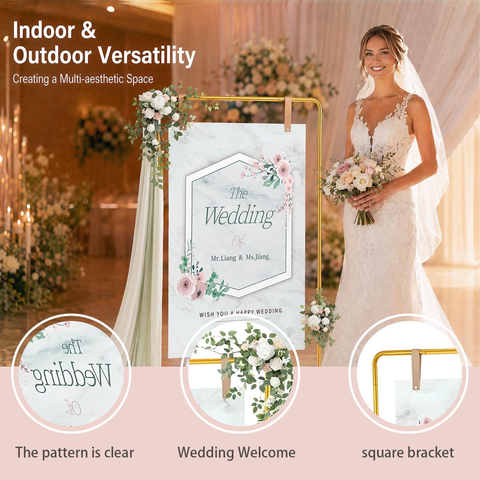 Tableau Matrimonio, Tableau Mariage 173x80x50cm, Tableau Mariage Matrimonio | Tableau de Mariage con 4 Cinghie, Tableau Matrimonio Fai da te per Tabelle dei Posti, Ricevimenti, Poster e Decorazioni