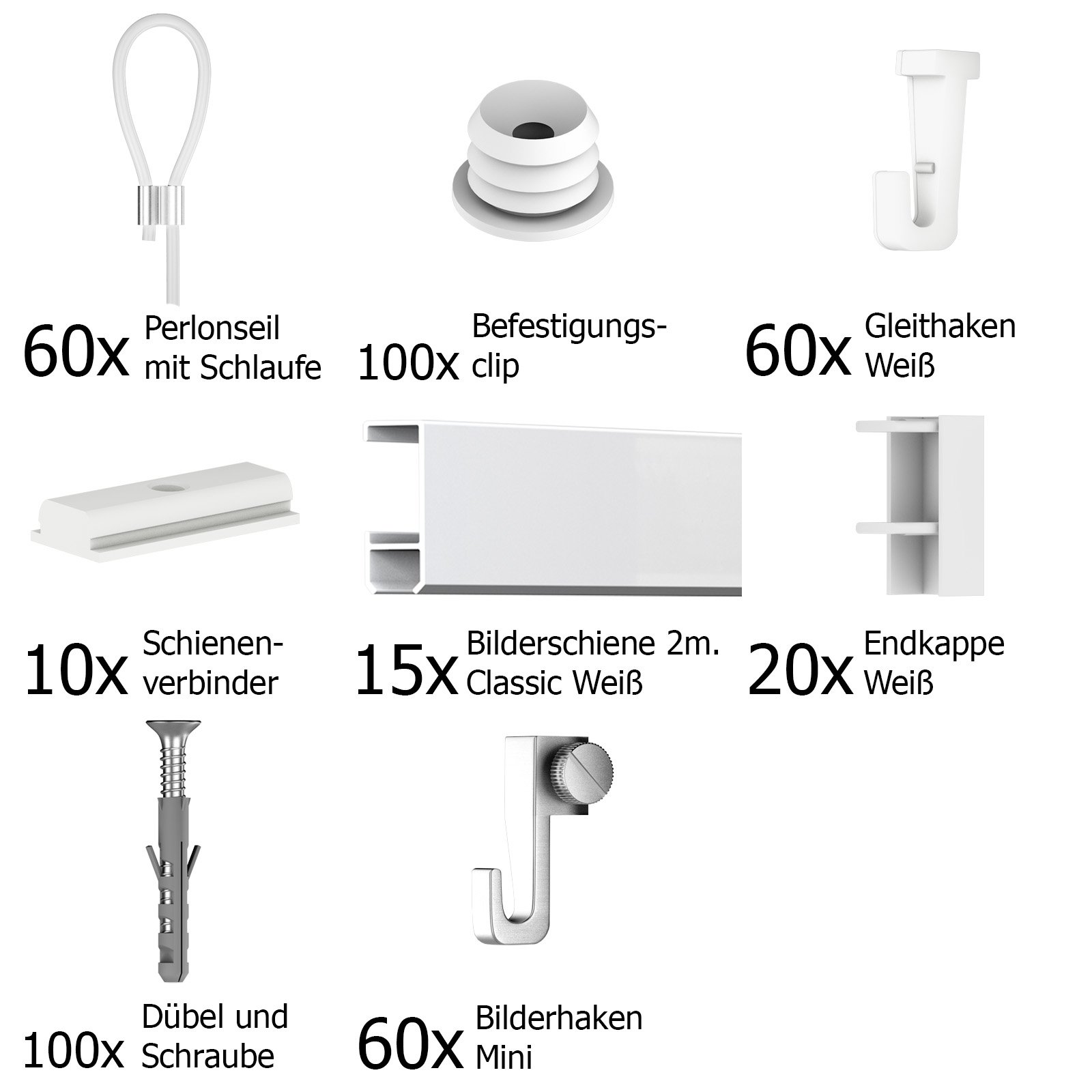 Leha Bilderschiene Galerieschiene Classic Komplett-Set 30m, weiß