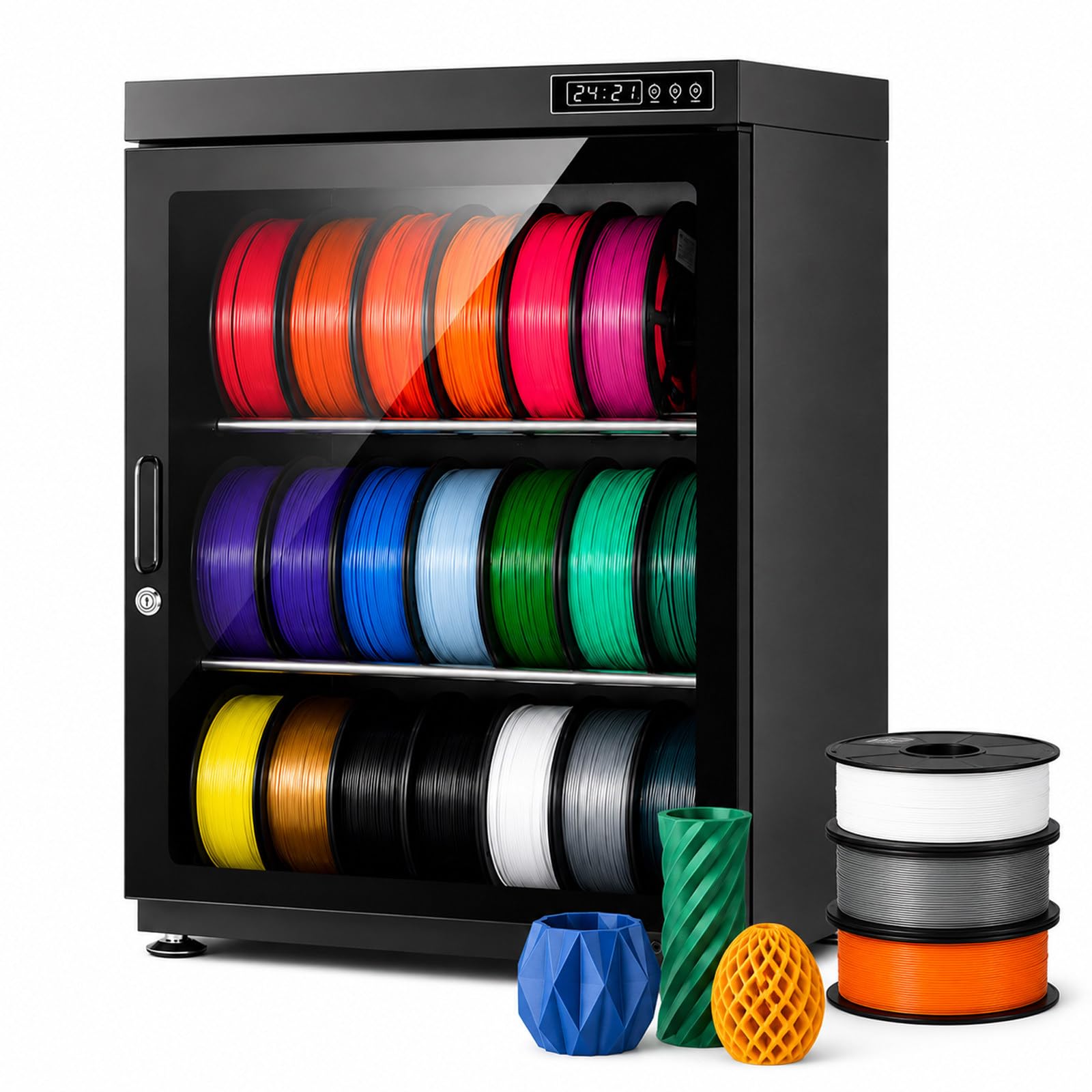 JIYINGHUI 3D Printer Filament Dryer Box, Anti-Moisture Storage Box Holding 10-18 Filament Spools,w/Auto Humidity Control (RH15%-RH60%), for PLA PETG ABS TPU 115L