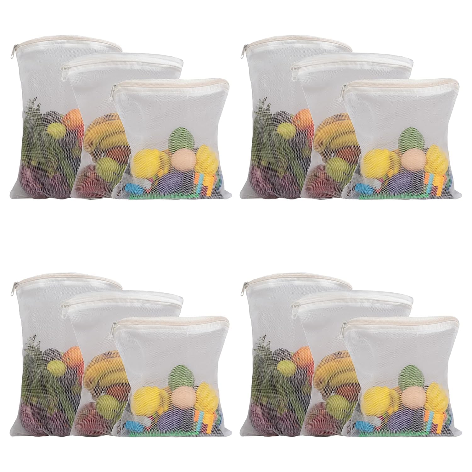 Sacs en maille pour réfrigérateur légume fruit sac de conservation réutilisable 12pcs