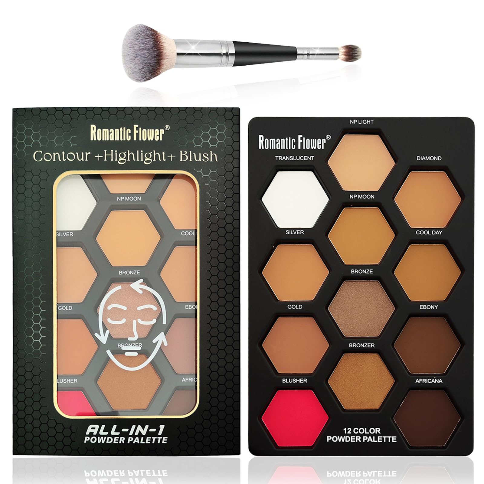 Contour Palette, 12 colori di contorno illuminante polvere correttore con pennello a doppia testa, regali di trucco per le donne, B