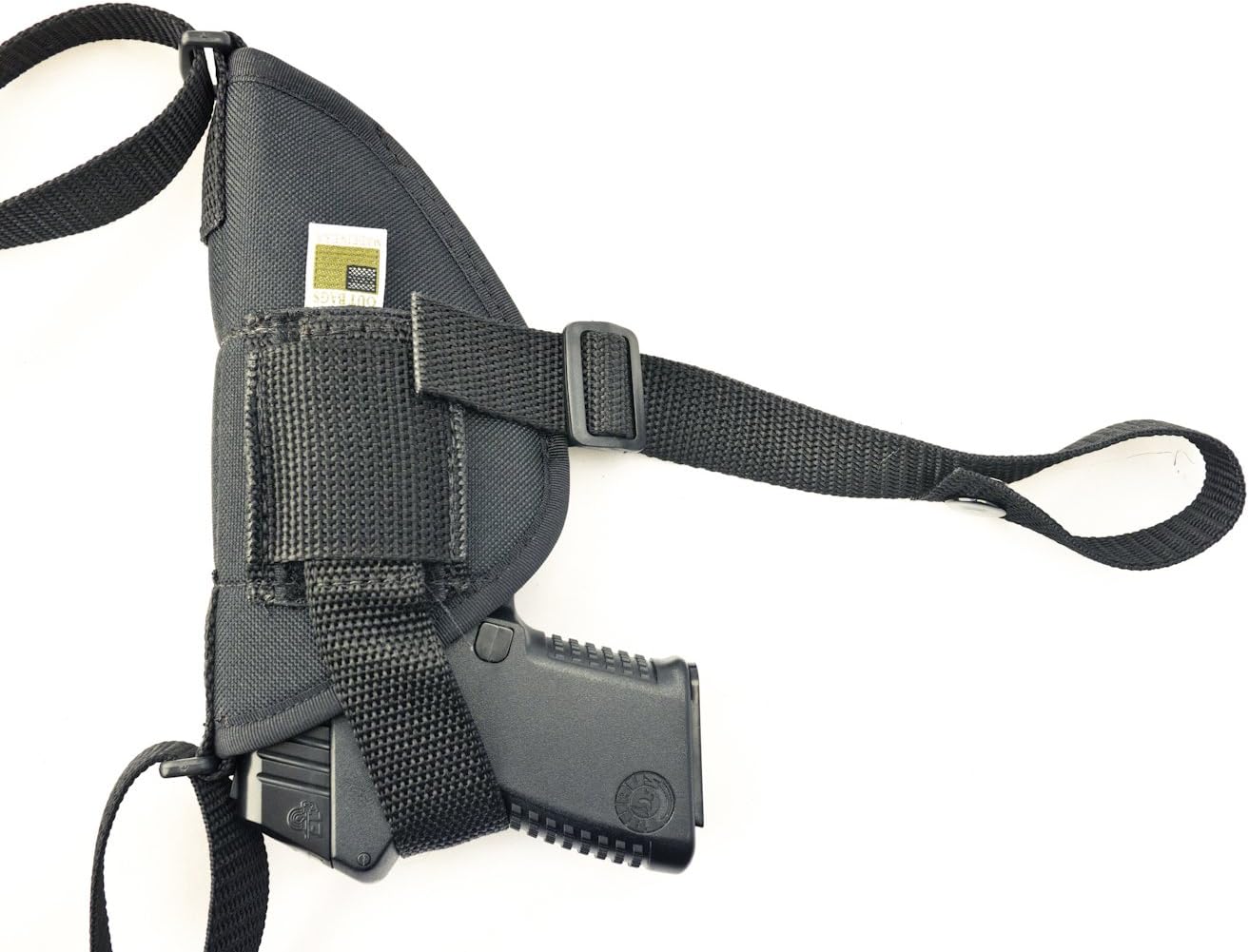 OUTBAGS USA NSH22 (Right) Nylon Horizontal Shoulder Holster w/Double Mag Pouch. Family Owned & Operated. Made in USA