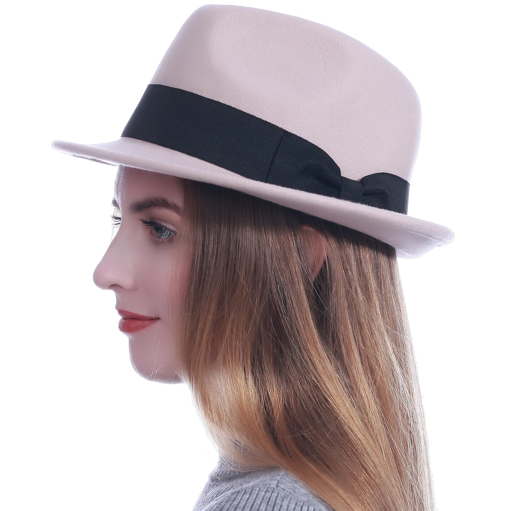 HEYANN Sombreros Trilby para hombre, 100 % fieltro de lana, sombrero Fedora de ala corta, sombrero de Panamá para hombre, gorra clásica de jazz, sombrero de fiesta Derby para hombres y mujeres
