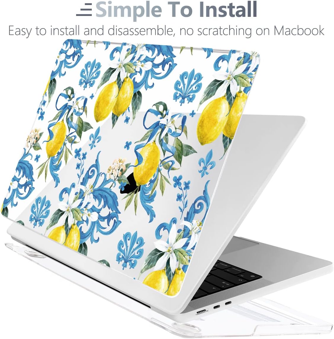Batianda Compatible with New MacBook Air 13 inch Case 2026 2025 2024 2022 M5/M4/M3/M2 Chip Model A3240, Plastic Clear Hardshell Keyboard Cover & USB-C OTG Adapter, Lemon
