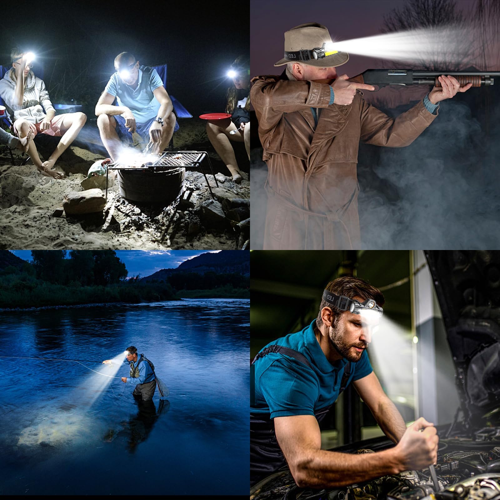 LETOUR Lampe Frontale LED Rechargeable 350 Lm – 5 Modes, Détecteur De Gestes, étanche IP65 – Pour Camping, Rando, Pêche, Bricolage