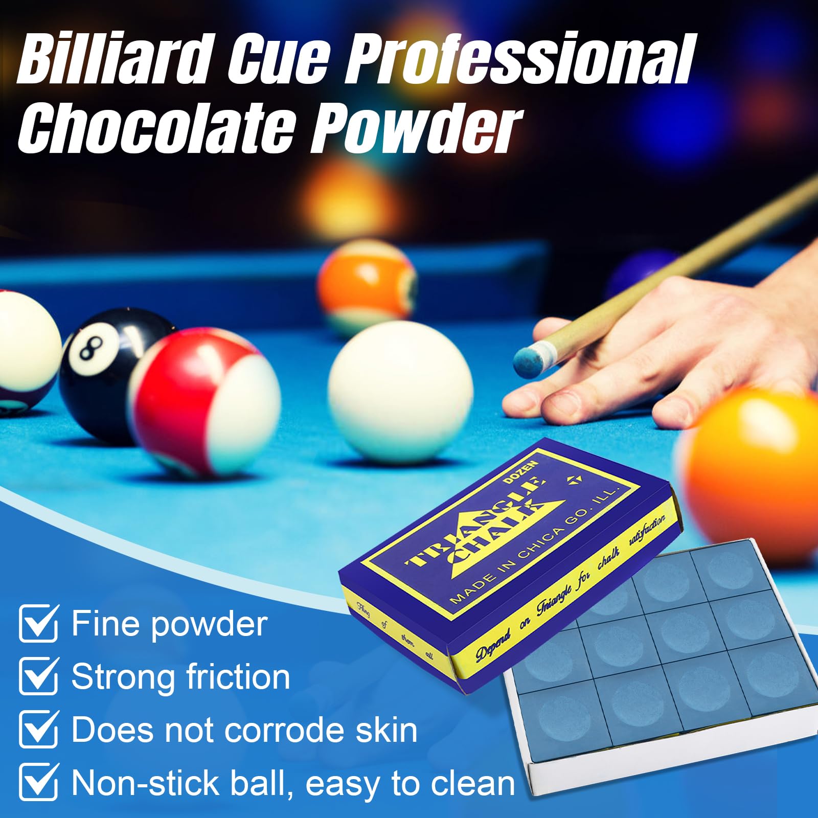 Snooker Pool Chalk,billiard Ball Powder,billiards Chalks,pool Cue Accessory Fruu