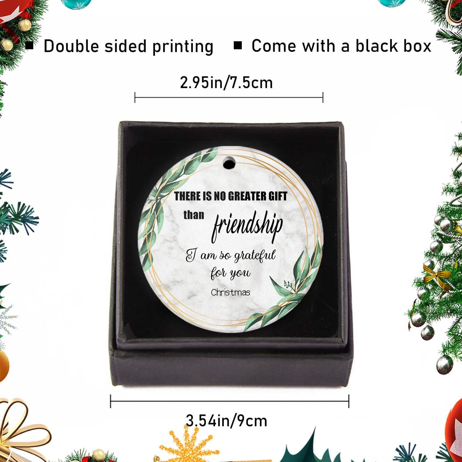 Good Friend Christmas Ornaments Friendship Xmas Tree Ornaments Keepsake Christmas Ornament 2.95in with Gift Box - There is No Greater Gift Than Friendship - Image 2