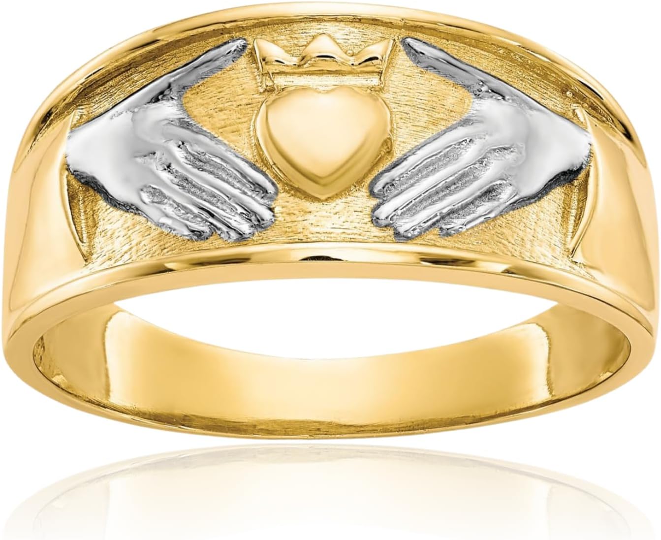IceCarats 10K Solid Yellow Gold 4mm Heart Celtic Claddagh Band Ring Brushed