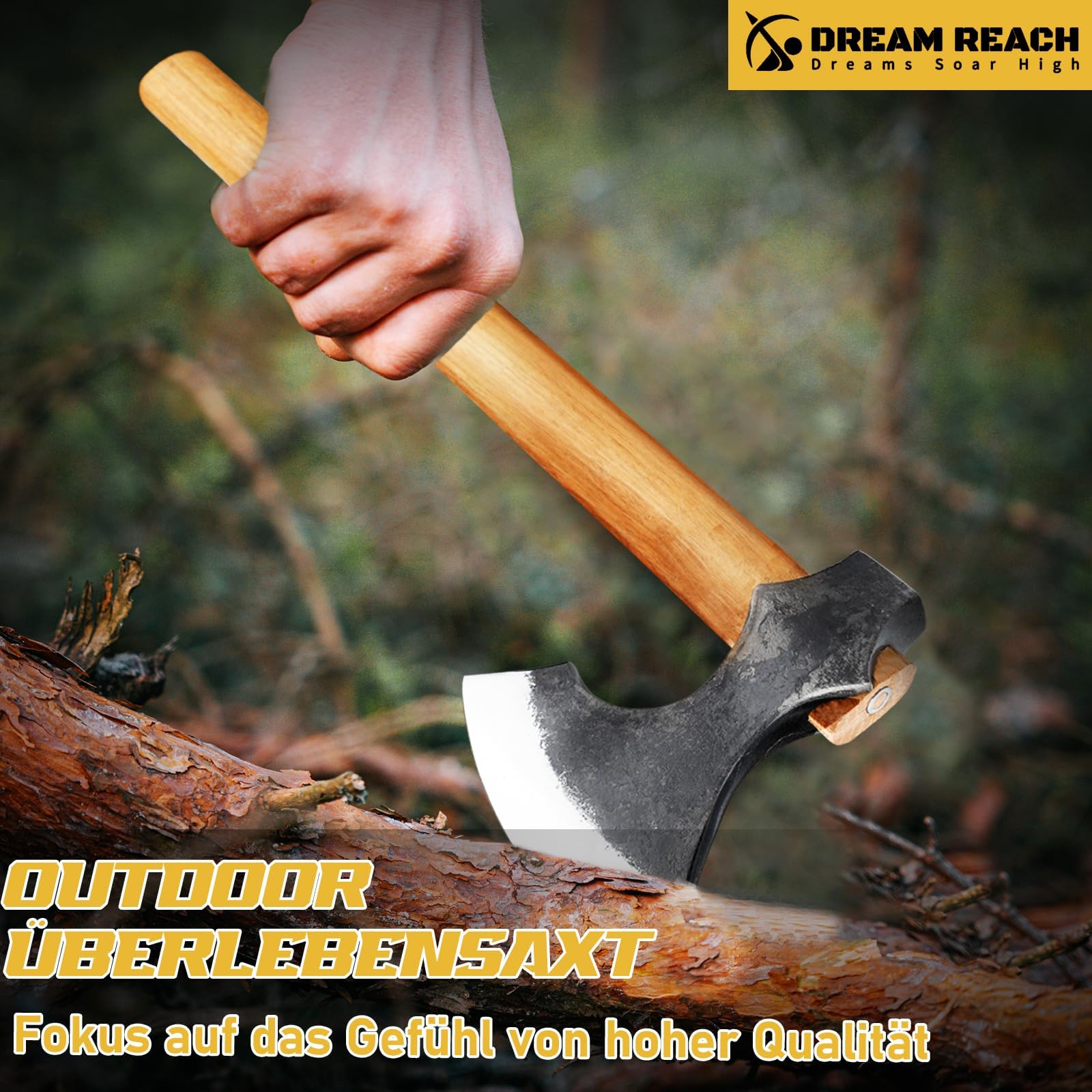 Dream Reach Beil Axt Set - 2PCS Wikingeraxt Handgeschmiedet Outdoor Axt mit Holzgriff, Beil Holz Spalten für Wald Garten Männer Geschenke