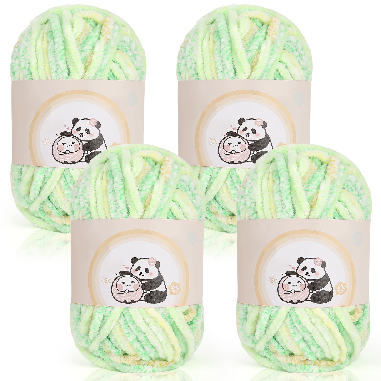 Aeelike 400g Chenille Babywolle zum Stricken, Weich Chunky Chenille Fluffy Yarn, Flauschige Samt Velvet Chenille Wolle zum Häkeln, Warme Plüschwolle für Mützen, Schals, Decken, Grasfarbe