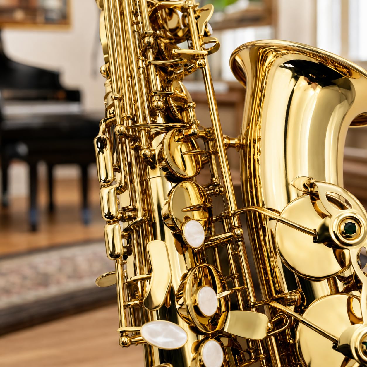 Sassofono contralto E-Flat in ottone, strumento musicale per principianti ed esperti, design durevole per un suono e prestazioni di qualità