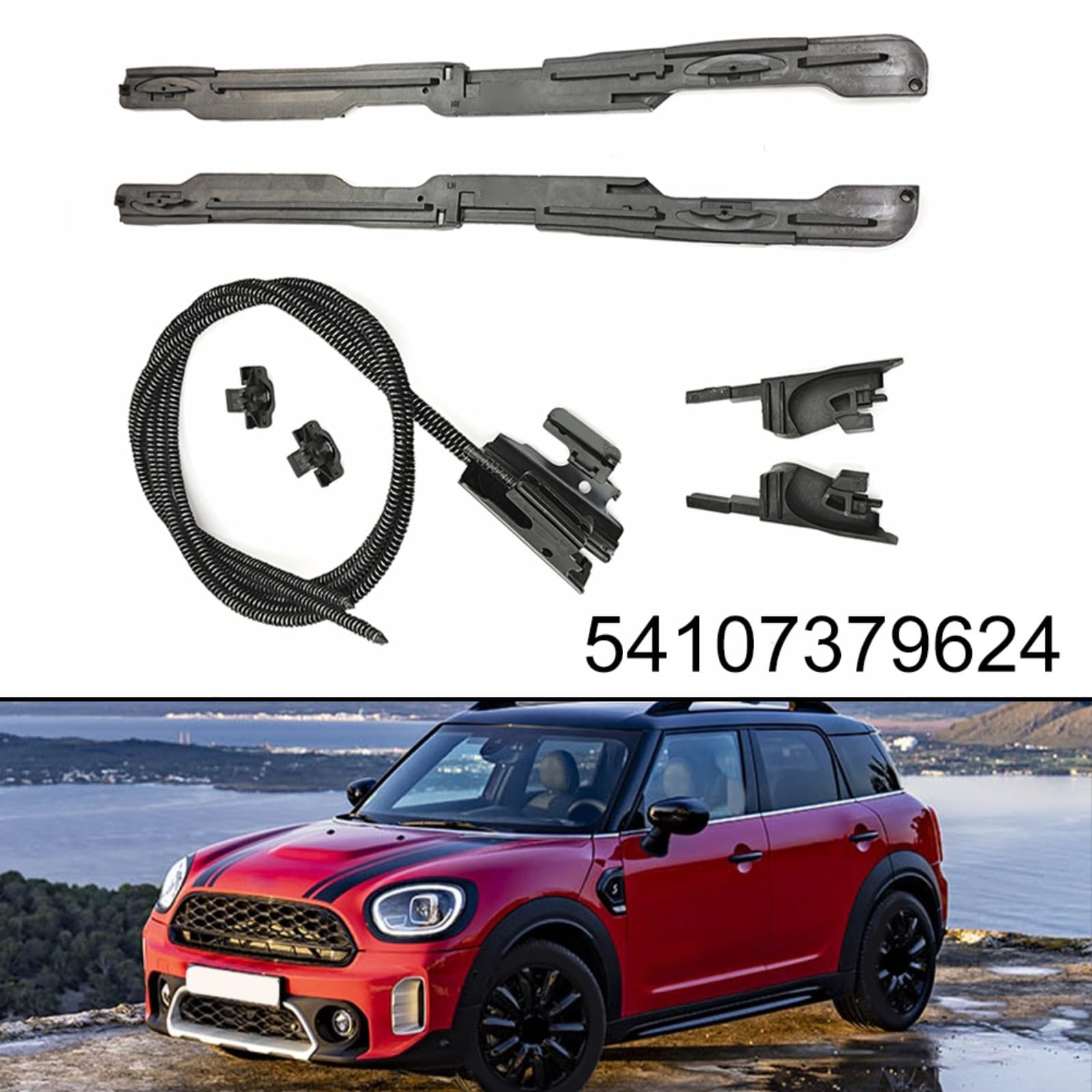 1 juego de cables de reparación de techo corredizo para Mini para Cooper F54 F55 F56 F60 F66 F65, OEM 54107379624, ABS + componente de accionamiento de metal, mantenimiento exterior del coche
