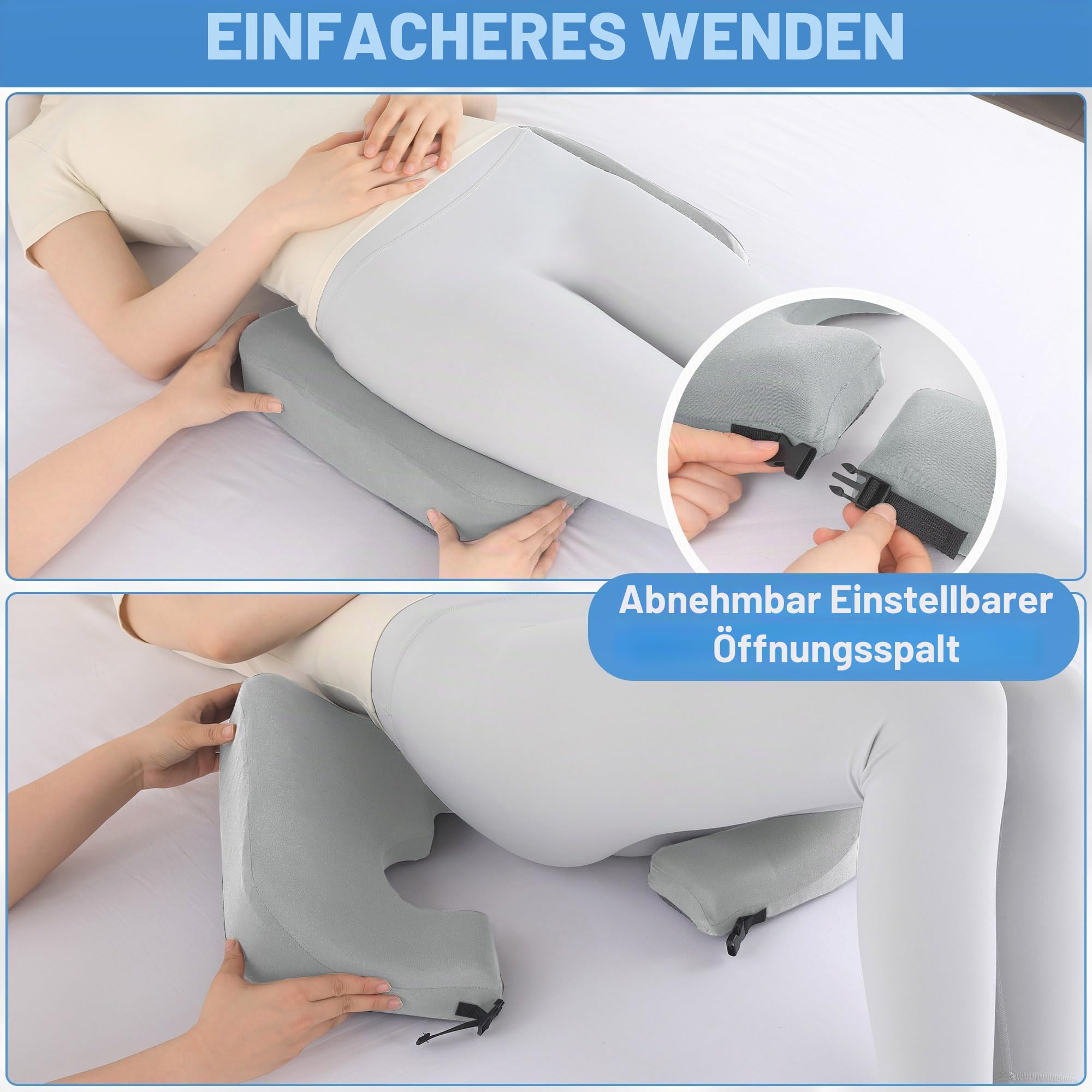HOMBYS Kissen aus Memory-Schaum für den Hintern, Dekubitus-Druckentlastungskissen zum Schlafen und Sitzen, Kissen für Wundliegen am Gesäß, T-förmiges Steißbeinkissen, zum Patent angemeldet (Hellgrau)