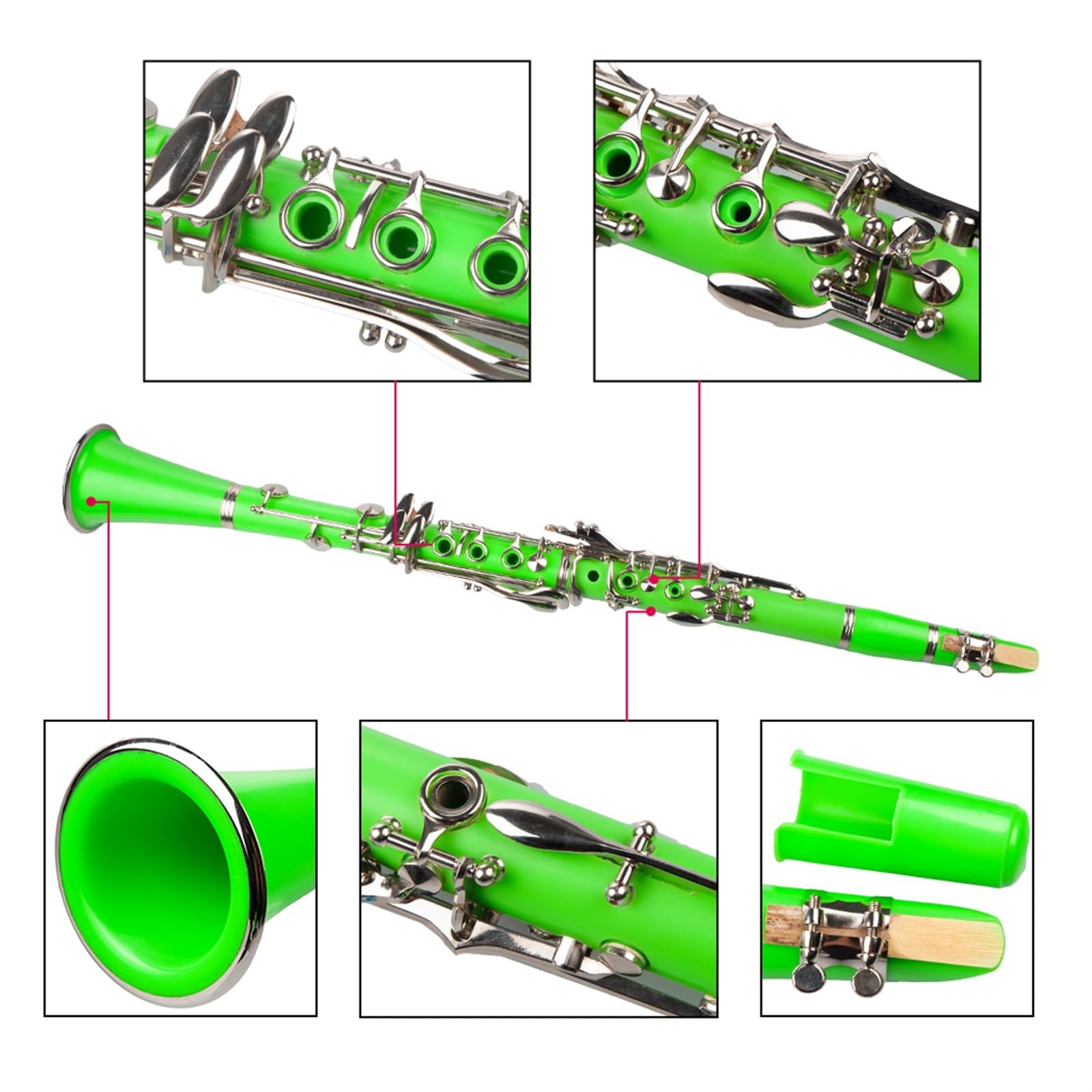 Clarinet Dla Początkujących Zestaw Klarnetów ABS Bb 17 Klucz B Płaski Pasek Do Stroików Futerał Do Przenoszenia Dla Początkujących Instrumentów