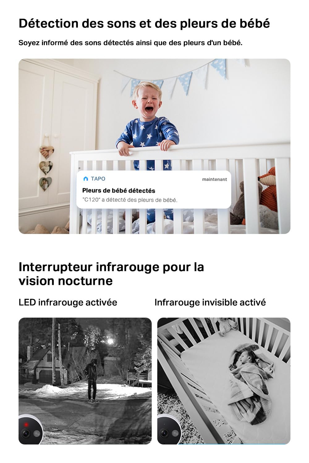 Tapo C120 Caméra Surveillance WiFi intérieure ou extérieure, QHD 4MP, Étanche IP66, Détection intelligentes de l'IA, Base magnétique, Double projecteur, Vision Nocturne, Audio Bidirectionnel
