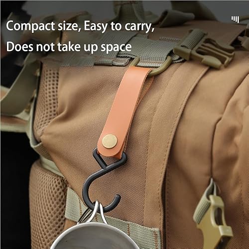 Miniatura 4 de JCYUANI 4 ganchos en forma de S para colgar utensilios, de cuero, ganchos portátiles para exteriores, para colgar ollas, sartenes, utensilios, ropa