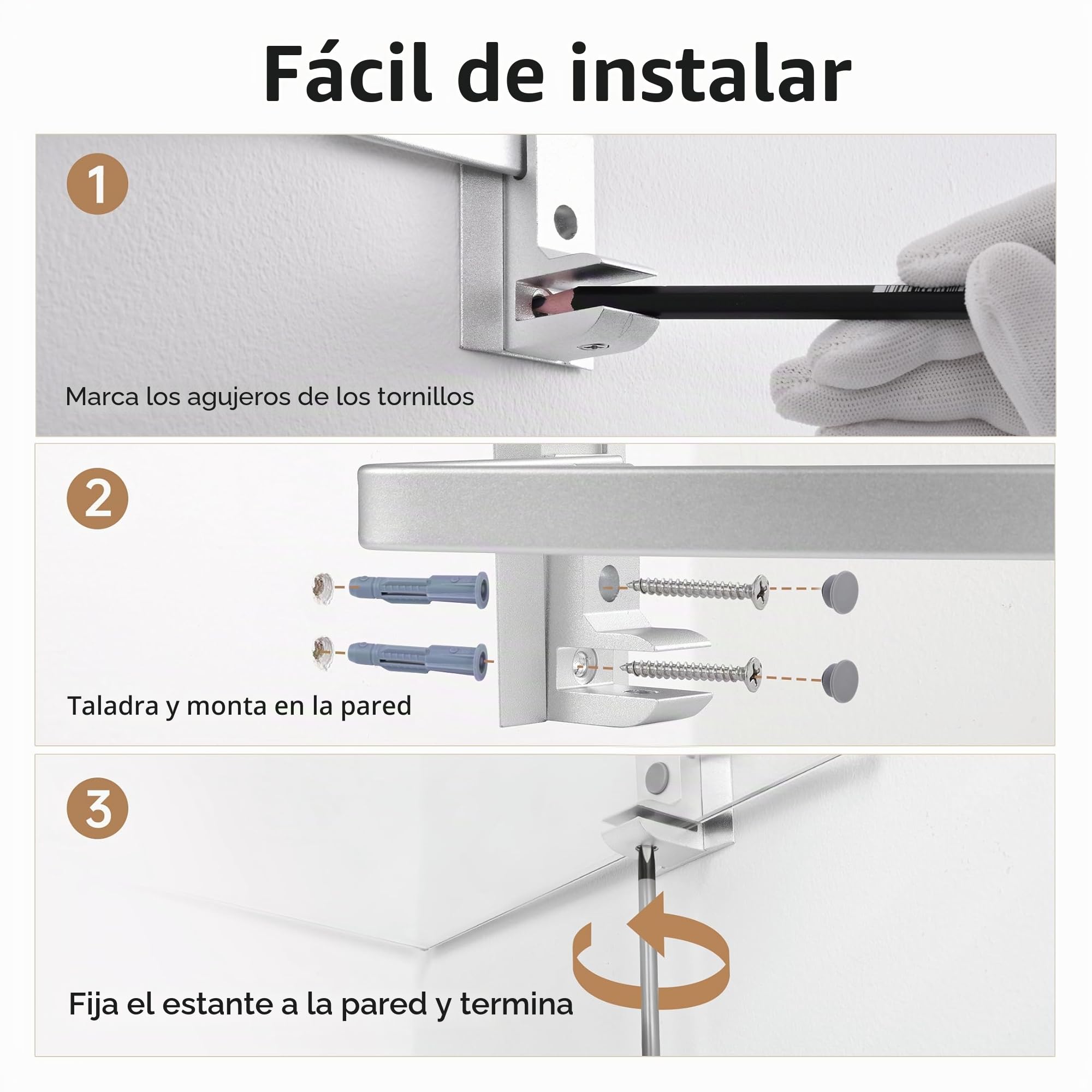 KES Estantería Esquina Cristal Baño Aluminio 2 Piezas Plata