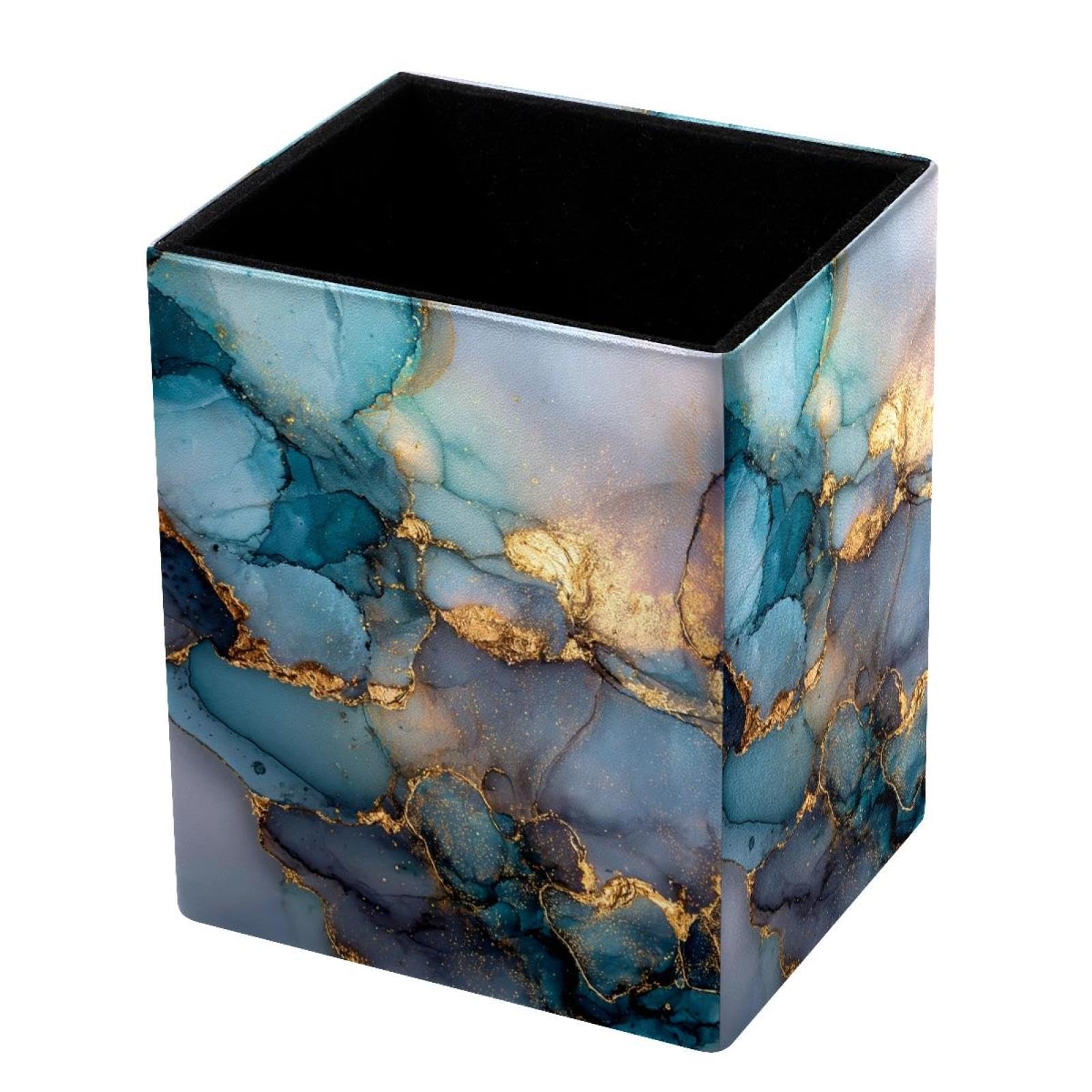 VAPOKF Pencil Holders for Desk, Marble Texture Printed Pen Holders Pen Pot Makeup Brushes Storage Desktop Stationery Supplies Organiser for Home Office
