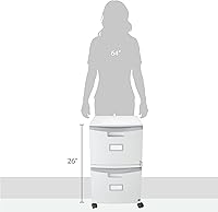 Vista 3 de Storex Plastic Two-Drawer File Cabinet – Locking Document Organizer with Casters for Home and Office, Gray, 1-Pack (61310B01C)