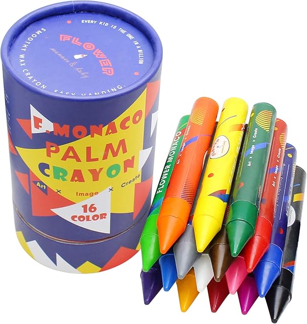 Jumbo Crayons for Toddlers, Large Non Toxic Crayons for Baby, Safe for Kids and Children, Pack of 16 Flower Monaco