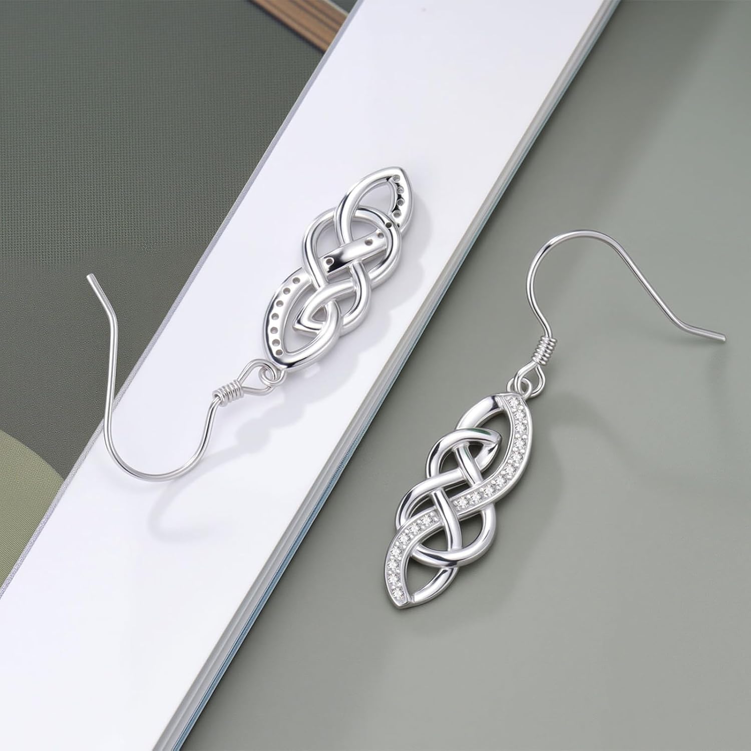 JUSTKIDSTOY Celtic Knot Earrings for Women 925 Sterling Silver Irish Celtic Knot Dangle Drop Leverback Earrings Jewelry Irish Gifts for Wife