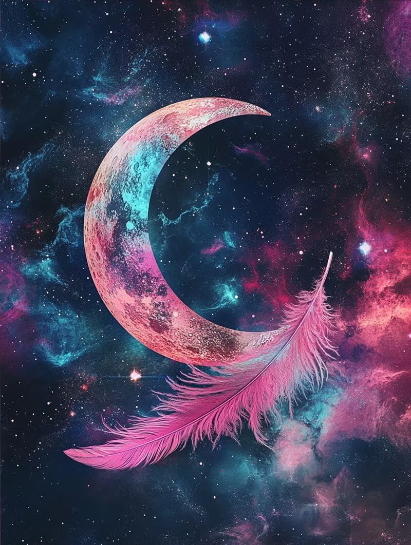 Dipingere con i Numeri Adulti Luna, Kit di Pittura a Olio su Tela DIY con Pennelli Pittura a Pigmento Acrilico, Paint by Numbers Cielo Disegno, Decora la Casa Regalo 70x100 cm (Senza Cornice)-#929k