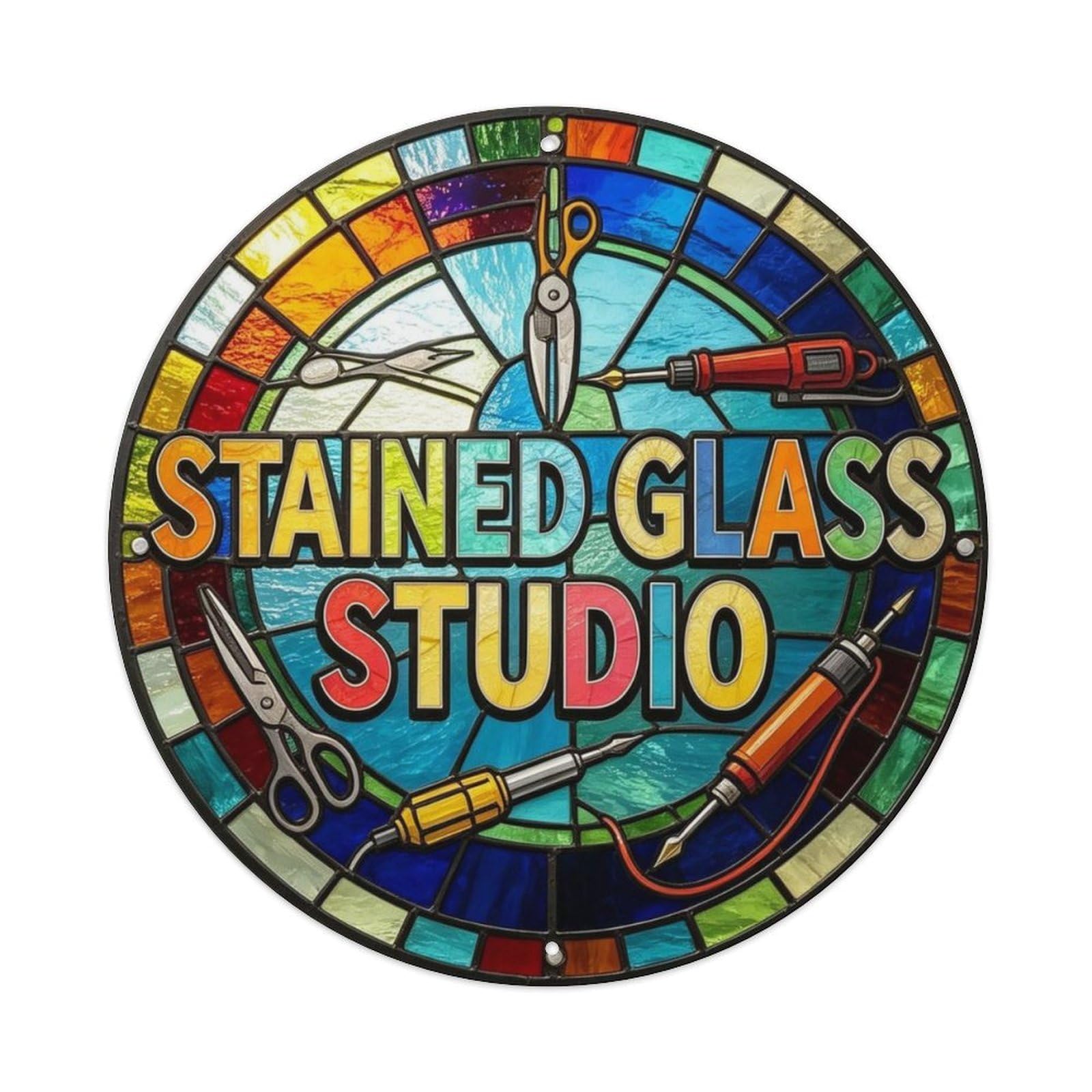 Stained Glass Studio Art Metal Tin Sign Plaque