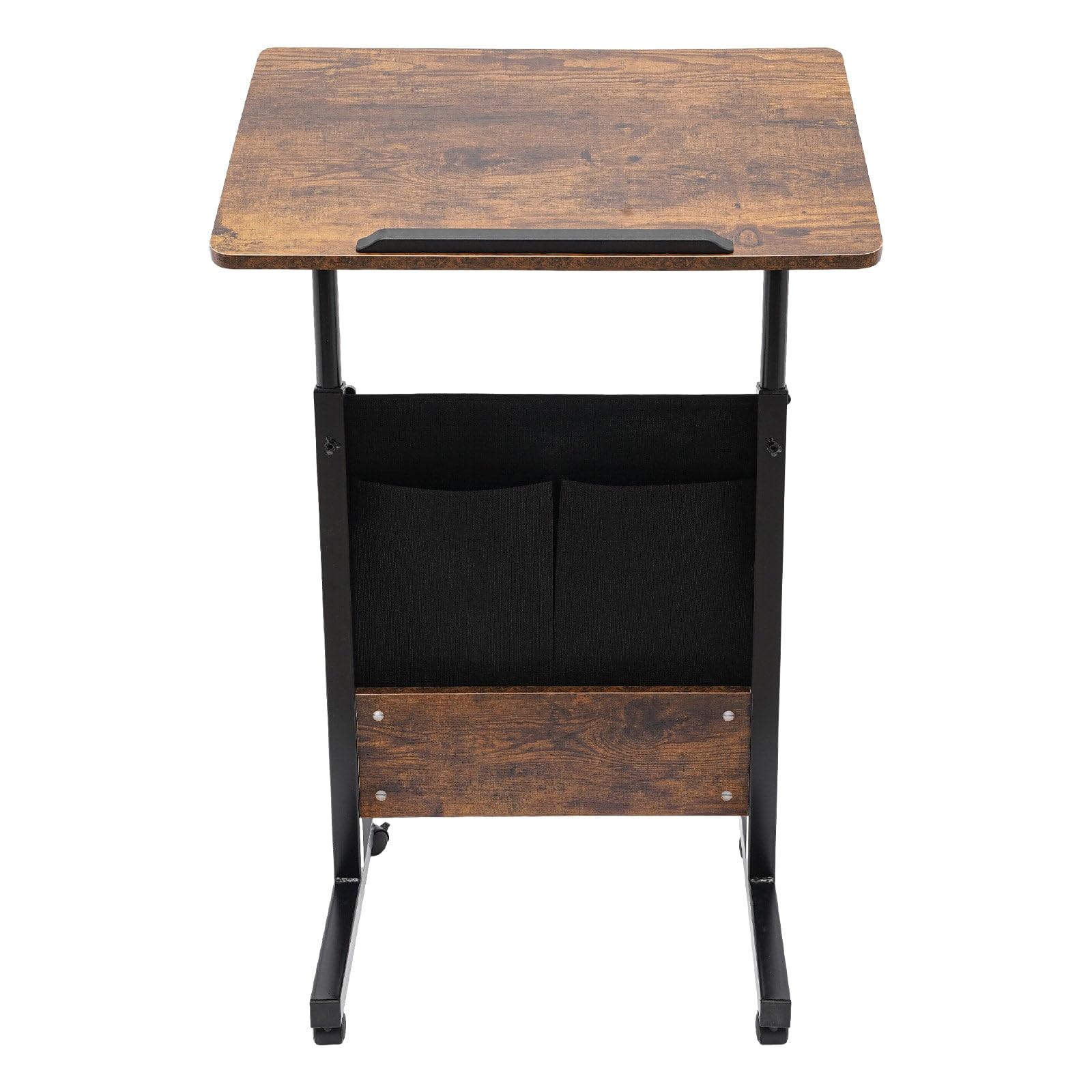 16 24 Iron Brown Adjustable Height Standing Desk Adjustable Height Rolling Computer Stand with Storage Bag — view 5