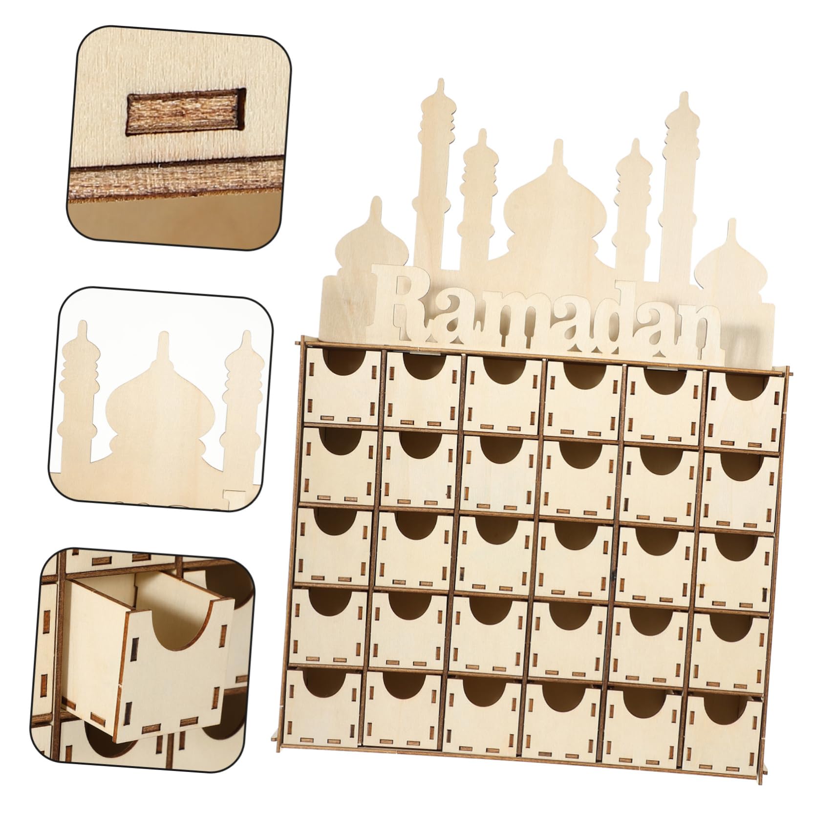 MAGICLULU Calendario De Adviento De Madera Para Hacer Uno Mismo Calendario De Regresiva Para Eid Mubarak Adornos De Madera Para Decoración De Hogar Durante Ramadán