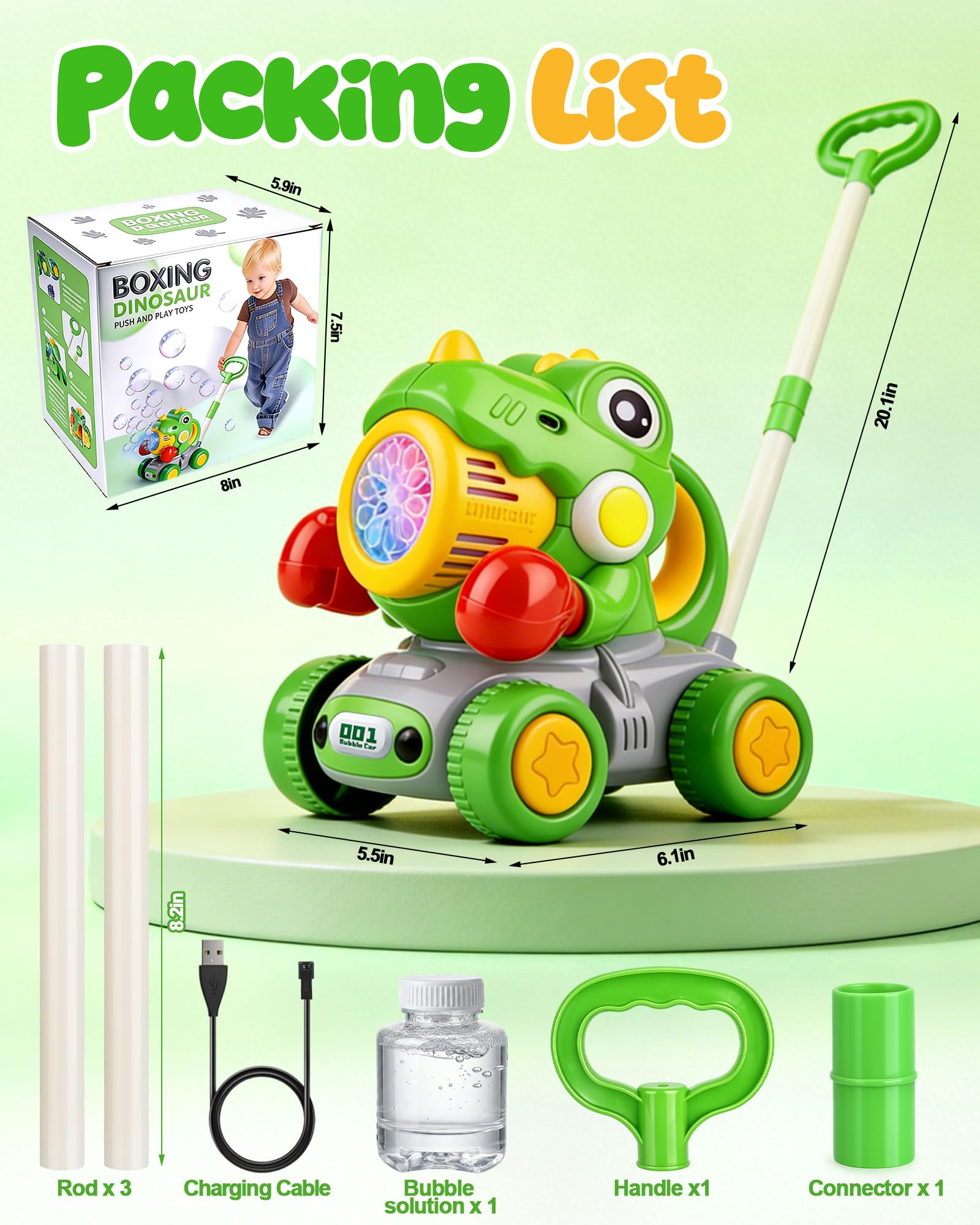Dinosaur Bubble Mower - Rechargeable Bubble Blower for Kids -2 Dinosaur Bubble Mower - Rechargeable Bubble Blower for Kids -2