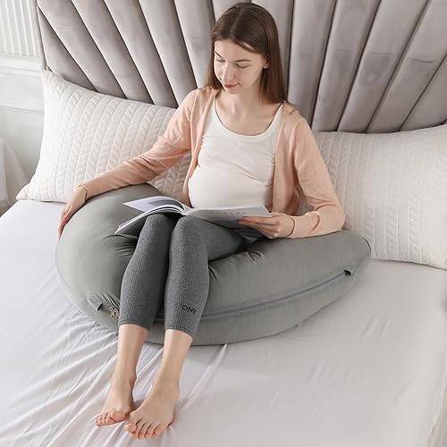 Miniatura 6 de BATTOP Almohadas de embarazo con funda de enfriamiento, almohada de maternidad refrescante para dormir, soporte para vientre, caderas, piernas,