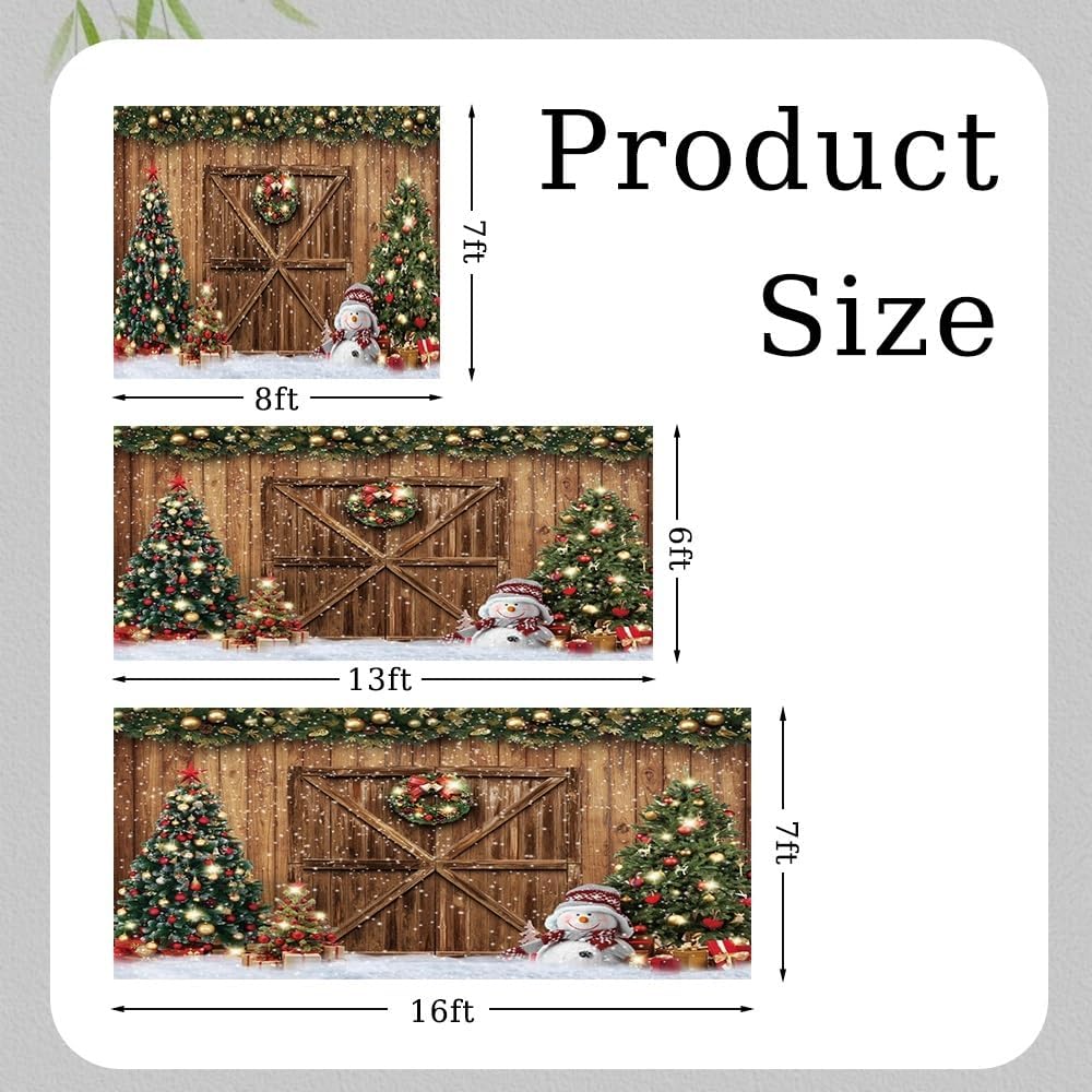 Leyiyi 7x8ft Merry Christmas Garage Door Decoration Banner Rustic Barn Wood Door Xmas Tree Snow Snowflake Winter Snowman Garage Door Backdrop Decoration for Indoor Outdoor Wall Door Photography