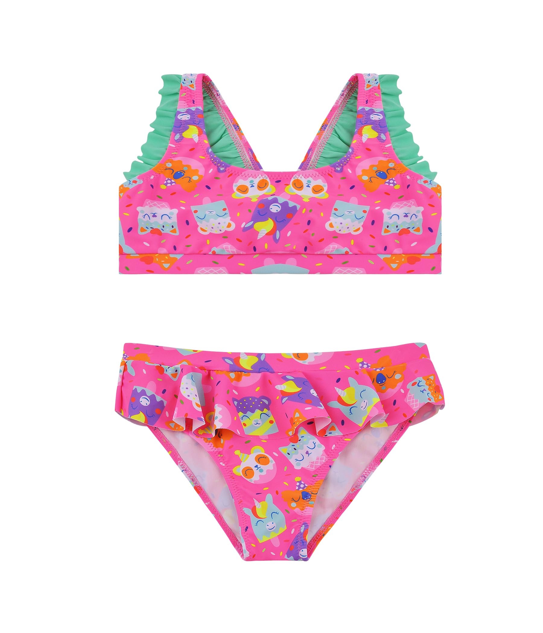 Power Flower Traje de baño de niñas Traje de baño de Dos Piezas con Volantes Conjunto de Traje de baño Tankini Ropa de Playa para niños pequeños 4-16 Niña