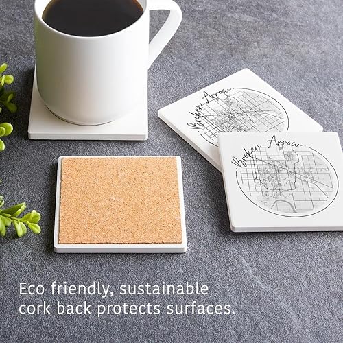 Miniatura 5 de Moderno mapa de flecha rota de Oklahoma, decoración del hogar Joyride con 4 posavasos de cerámica, posavasos cuadrados de 4 pulgadas, juego de 4,