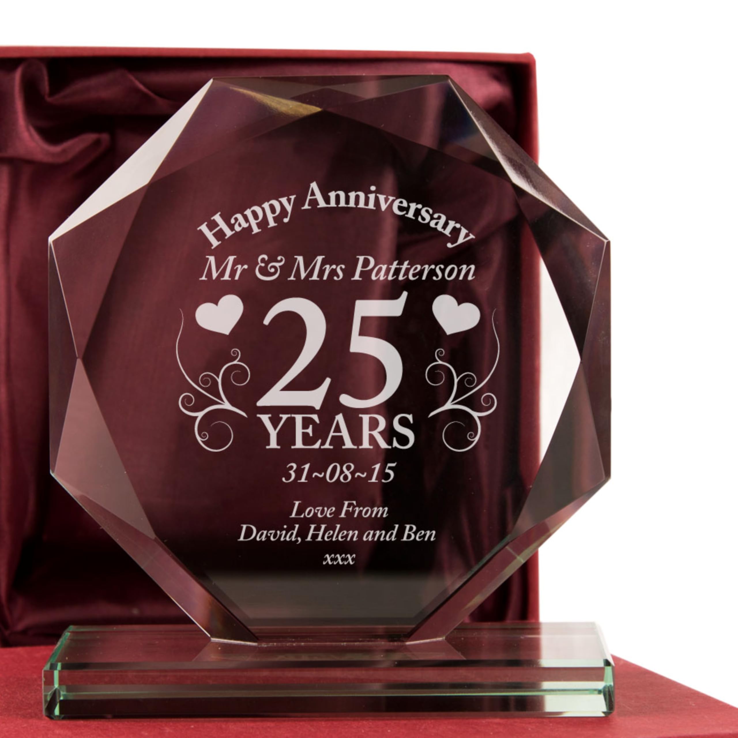 De Walden 25th Silver Wedding Anniversary Personalised Engraved Couple Gift Idea 25 Years Marriage Gifts
