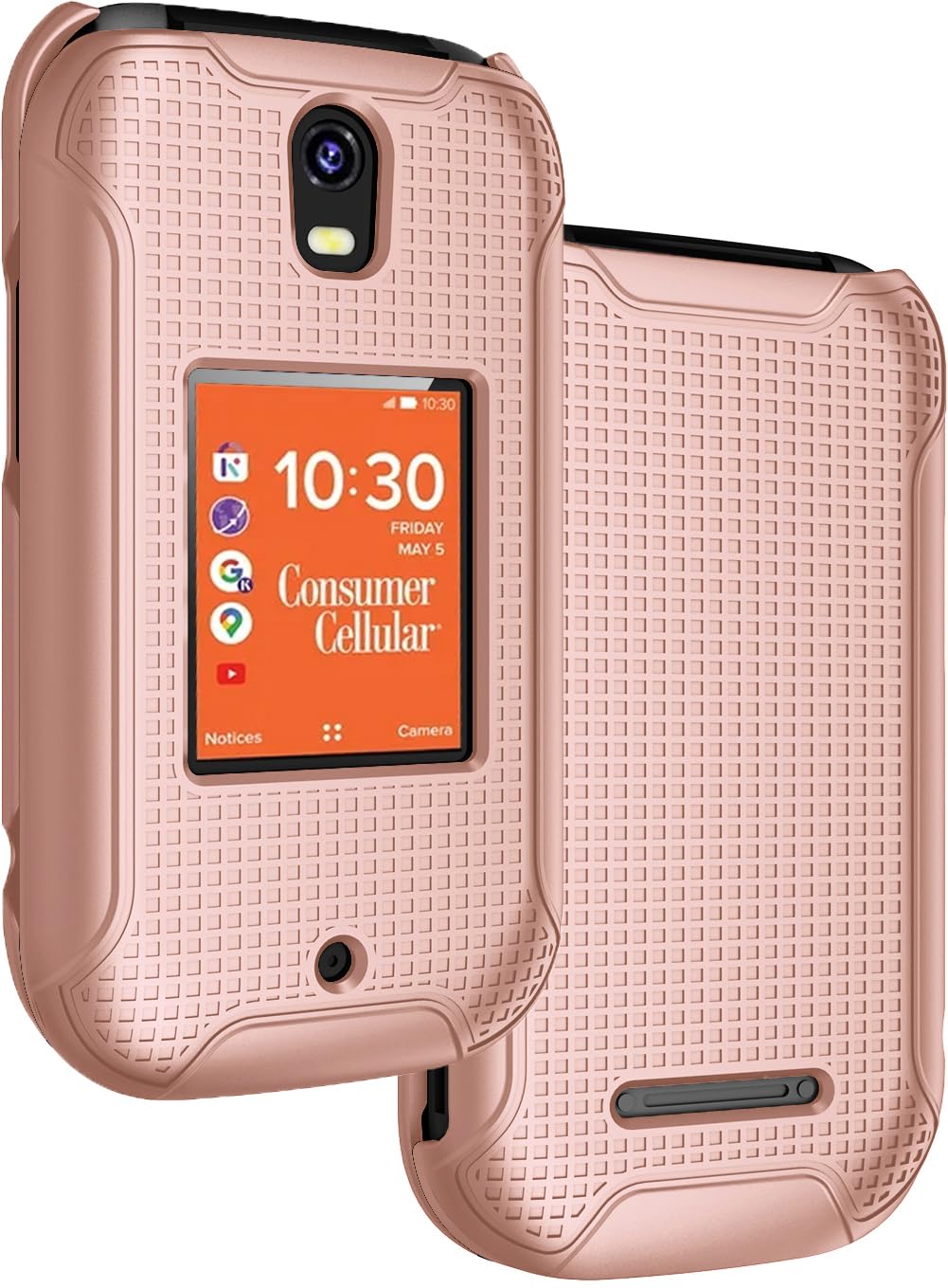 Nakedcellphone Case for Consumer Cellular Iris Flip Phone, Slim Hard Shell Protector Cover [Anti-Fingerprint, Grid Textur...