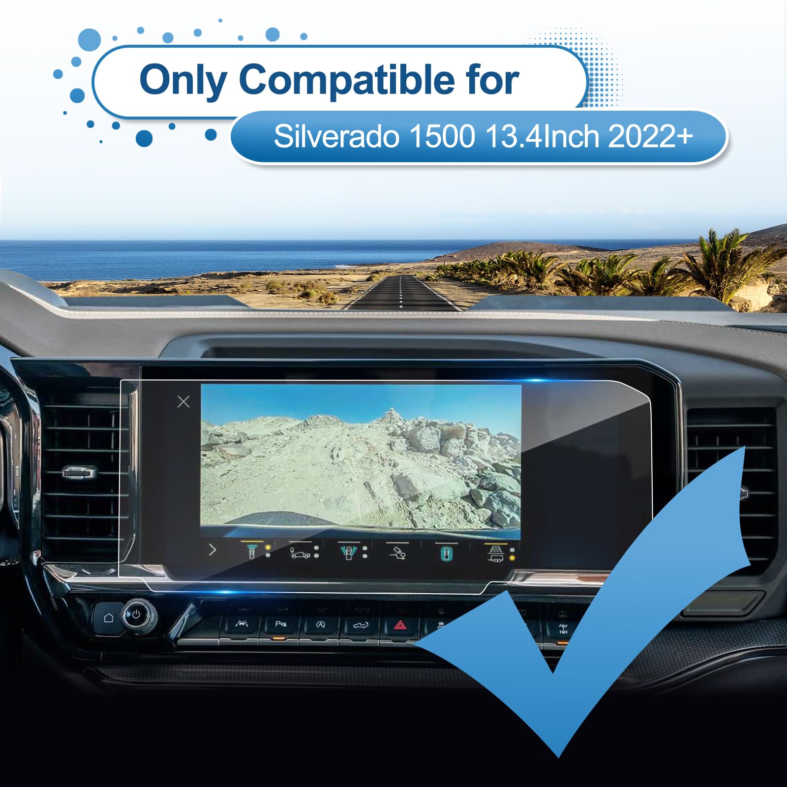 13.4" Screen Protector For 2022-2025 Silverado & Sierra - 9H PET HD Clear Navigation Touchscreen Cover