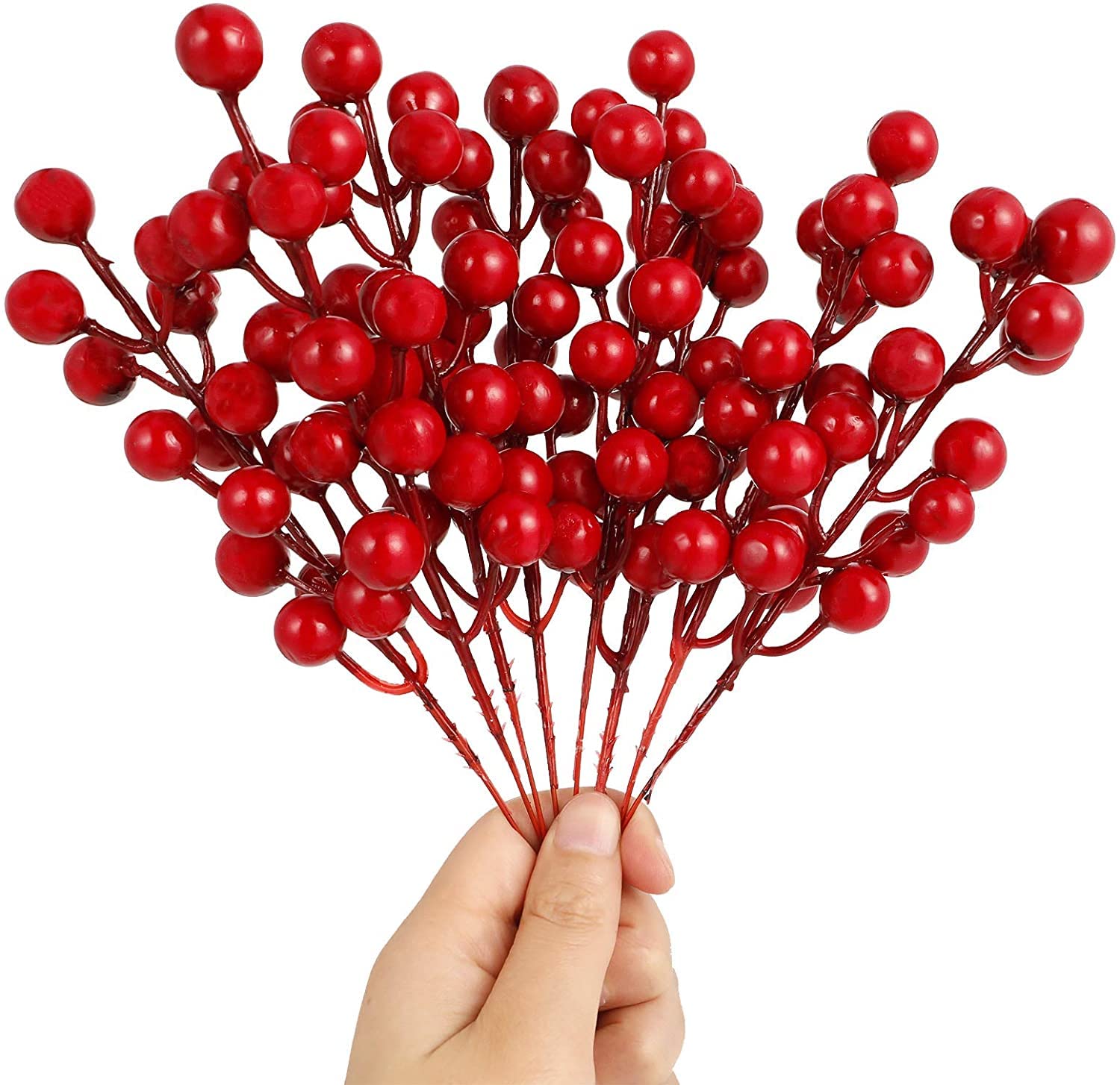 Big Box 5 Bunch Berry Christmas Red Berries Stems for Christmas Tree Decoration, Artificial Red Berry for DIY Crafts Wreath Garland Christmas Ornaments Decor