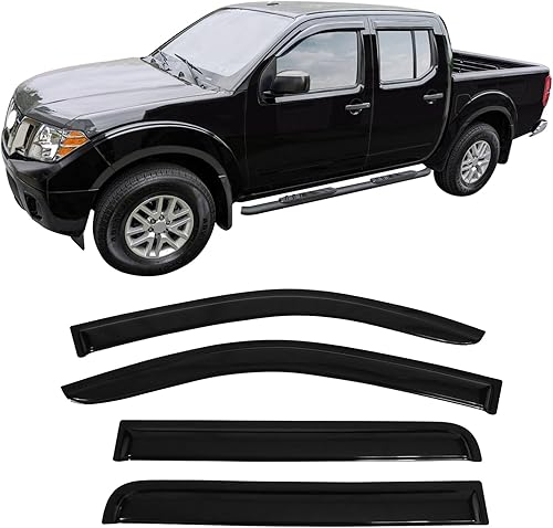 Miniatura 9 de Ventana Visor Fits 2005  2016 Nissan Frontier doble cabina  acrílico sin pintar Black Sun Lluvia Sombra Guardia el viento ventilación Aire Deflector