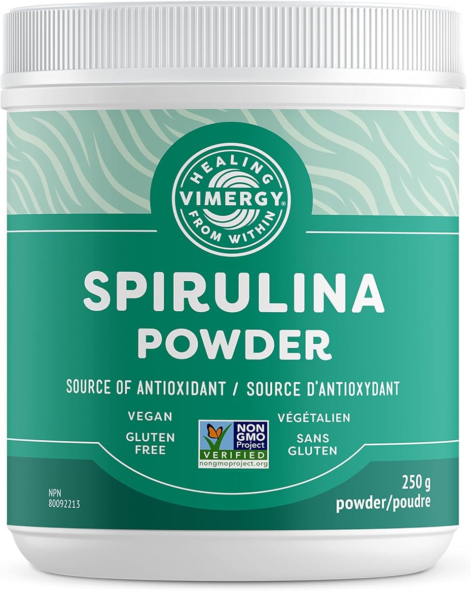 VIMERGY Spirulina Powder – Super Greens Powder - Helps Reduce Allergy Symptoms, Source of Antioxidants, Plant Protein – Vegan, Gluten-free, 250g