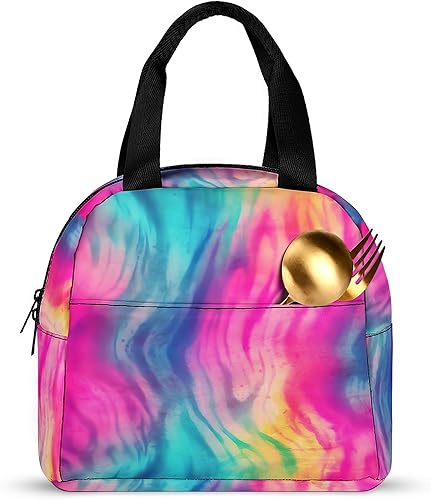 Miniatura 7 de LUCYSMARSHOP - Lonchera pequeña con teñido anudado para niños grandes, lonchera para niñas, adolescentes y niñas, lonchera para llevar a la escuela,