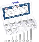 250pcs M1.6 Socket Head Cap Screws Bolts Nuts Assortment Kit - [M1.6x4/5/6/8/10/12mm] 304 Stainless Steel Allen Socket Drive for 3D Printer