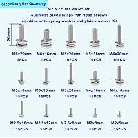 Vista 3 de M2 M2.5 M3 M4 M5 M6 Tornillos de cabeza Phillips de acero inoxidable combinados con arandelas de resorte y arandelas lisas