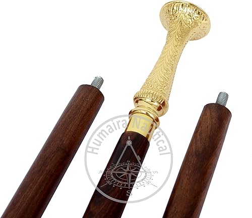 Rose Handicrafts Store - Bastón de madera con mango largo de latón réplicas medievales bastón de caminar estilo victoriano antiguo ajustable diseño