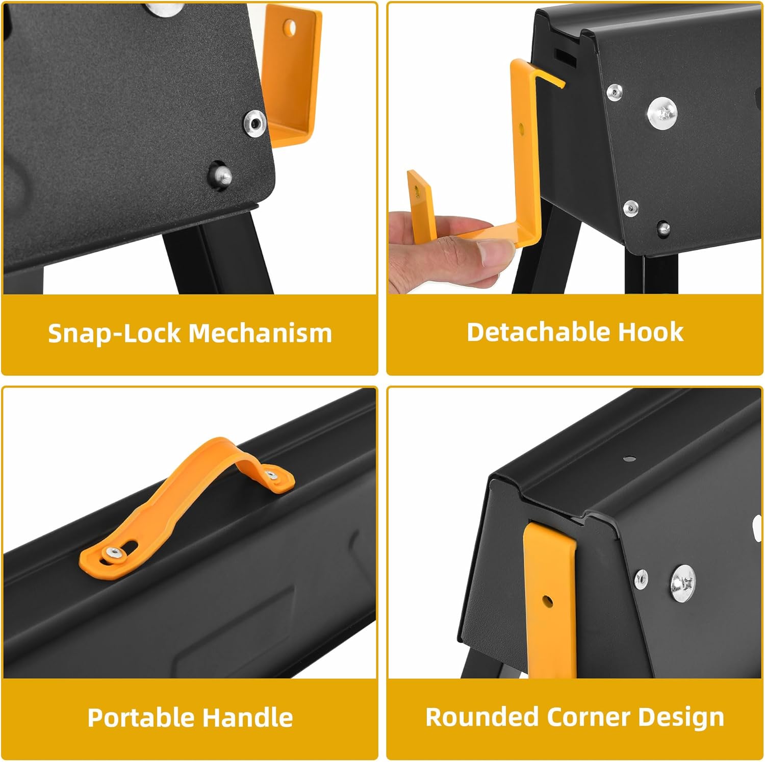 DWVO Folding Workhorses 2 Pack, 27-33 in Height Adjustable Heavy Duty Legs, Sawhorses Pair with 2x4 Bracket, Portable Professional Saw Horse, 2,200 lbs Capacity Pro Bench for Woodworking, Carpenters