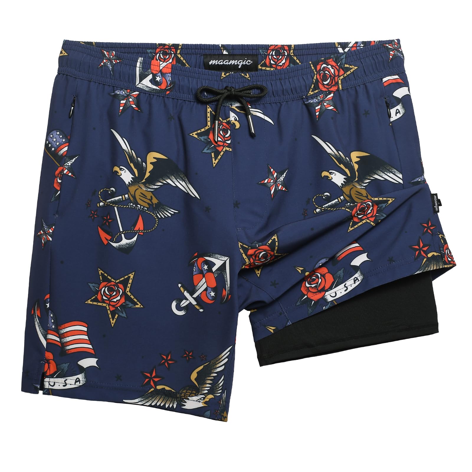 maamgic Mens Swim Trunks with Compression Liner 7